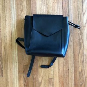 Loeffler Randall black leather mini backpack